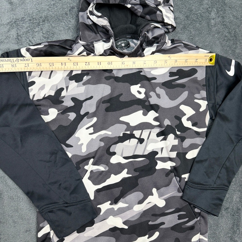 Nike Dri-FIT Pullover Hoodie Sweatshirt Camo Print Black Gray‎ Kids Medium - Picture 7 of 8